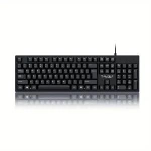 T-WOLF Ergonomic USB Wired Keyboard, with Non-Rechargeable, No Battery, for English/Spanish, Corporate Business Office Keyboards