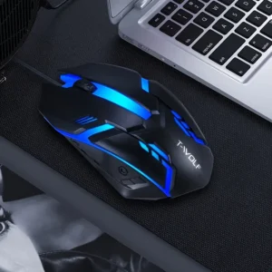 1pc Wired USB Mouse with Colorful Breathing Light - Comfort Grip, 1200DPI, Backlit for Home, Office & Gaming